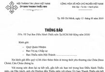 V/v Trại Ban Điều Hành Thiếu Niên Tp.HCM Mở Rộng Năm 2019