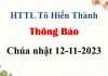 Thông Báo Chúa nhật 12-11-2023
