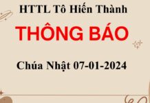 Thông Báo Chúa nhật 07-01-2024