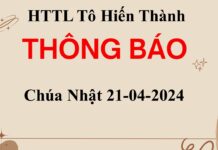 Thông Báo Chúa nhật 21-04-2024