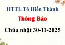 Thông Báo Chúa nhật 30-11-2025