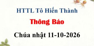 Thông Báo Chúa Nhật 11-10-2026